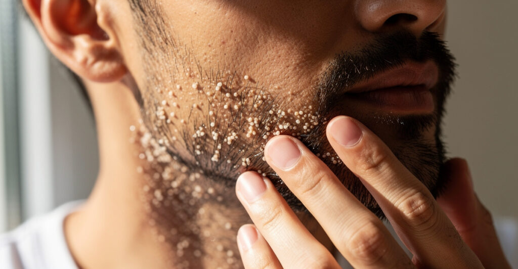 exfoliant sous barbe peau sèche