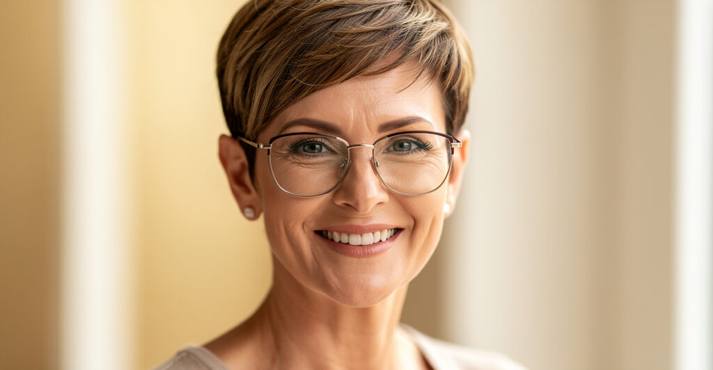 coupes courtes femmes 50 ans lunettes idées