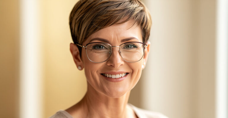 coupes courtes femmes 50 ans lunettes idées