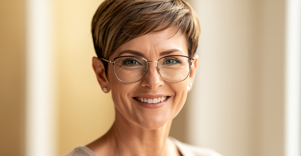 coupes courtes femmes 50 ans lunettes idées