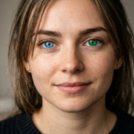 yeux vert et bleu