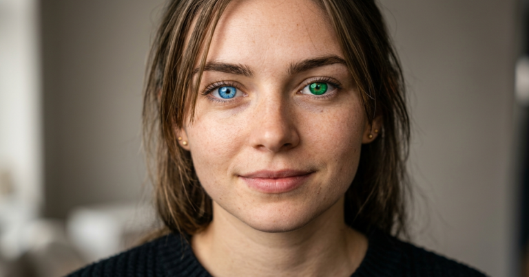 yeux vert et bleu