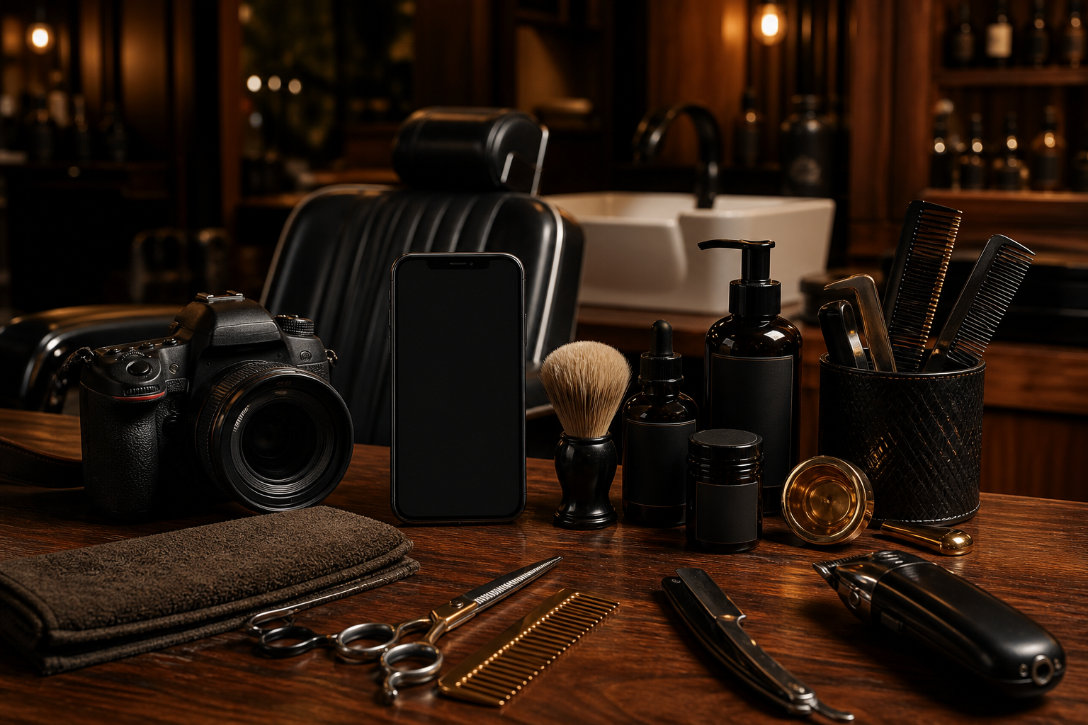 Visuels promotionnels pour un salon de soins masculins